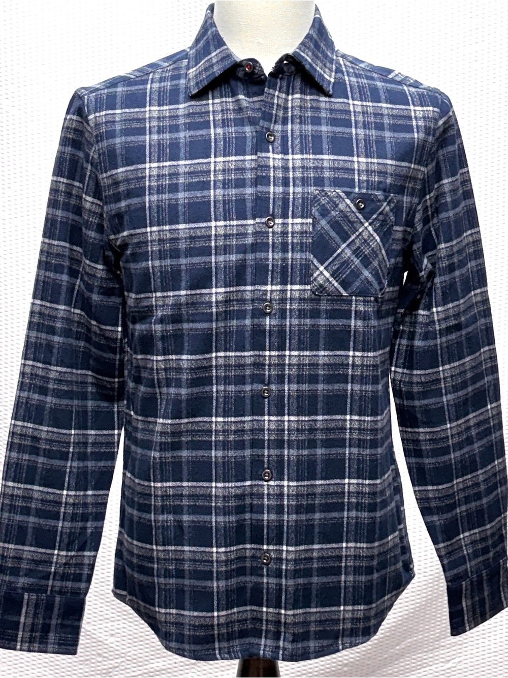 Flag & Anthem MadeFlex Plaid Flannel Shirt Men’s S Blue Button Down Casual NWT